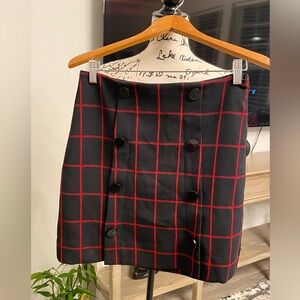 Red and blue checkered mini skirt